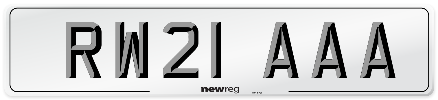 RW21 AAA Number Plate from New Reg